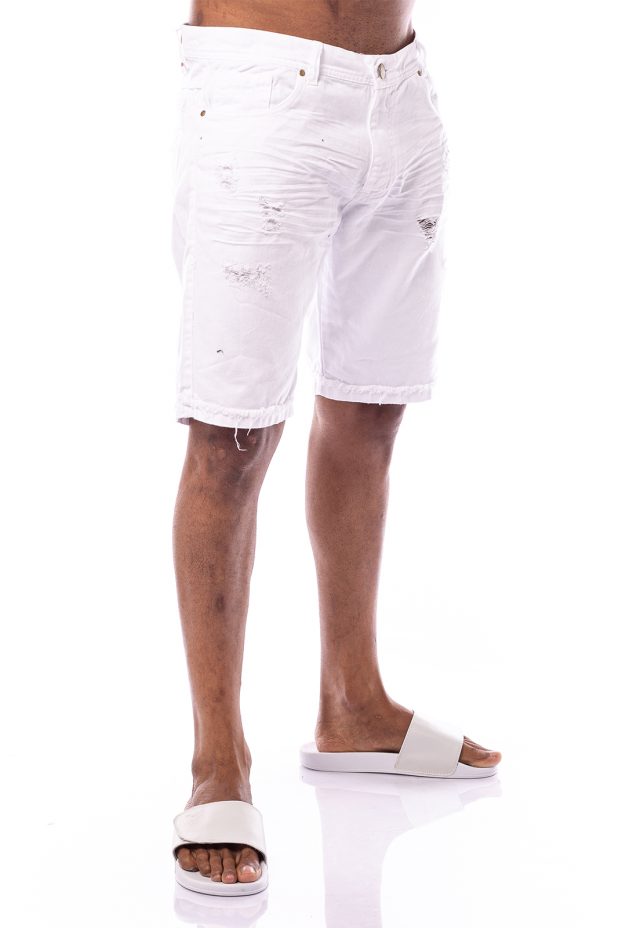 Bermuda jeans rasgado masculino branca Clearance